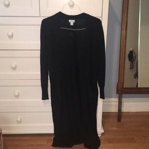 Full length black cardigan, size S